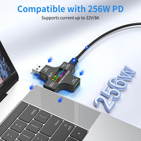 YEREADW USB-C tester vibrant IPS display enables quick voltage and current checks.