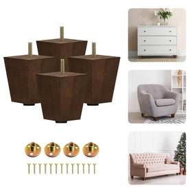 Yes4All 3-inch square wood legs in brown walnut finish provide sturdy sofa support.
