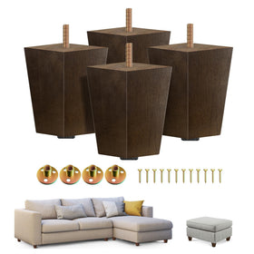 Yes4All 4-inch square wooden leg in brown walnut finish for sofas and tables.