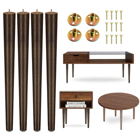 Yes4All round brown wood table legs 16 inches with walnut finish for stable furniture