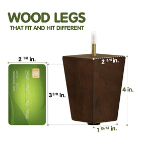 Yes4All square wooden leg with adjustable leveler for stable floors.