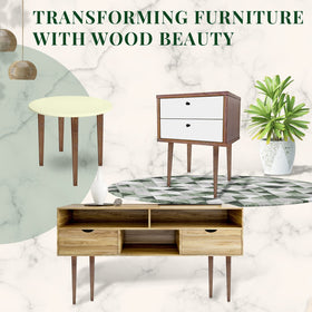Yes4All round wood legs provide floor-friendly support for various furniture