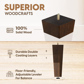 Yes4All wood leg with adjustable levelers on a flat surface.