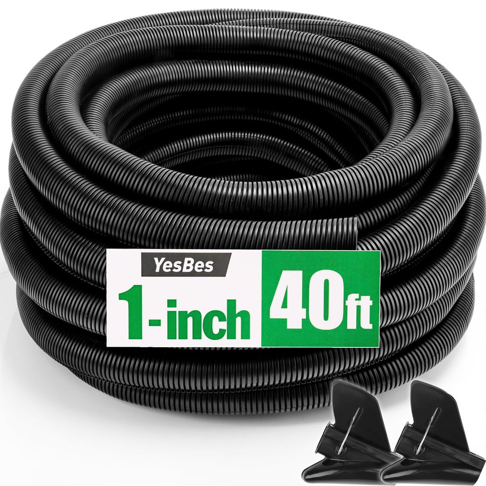 YesBes 40ft split loom with 1-inch inner diameter for tidy cable routing.