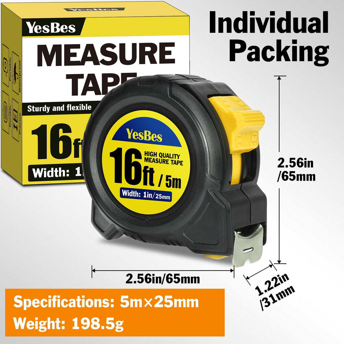 YesBes ergonomic grip design for comfortable handling during measuring tasks.
