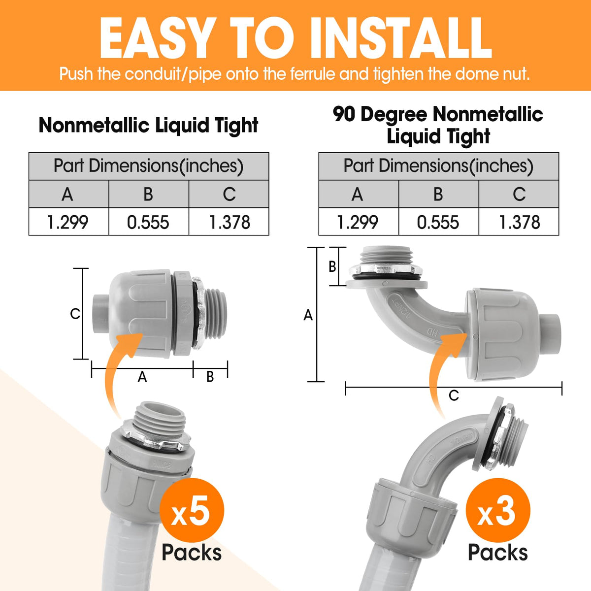 YesBes PVC conduit interior with 0.63 inch ID and 0.83 inch OD for smooth pull.