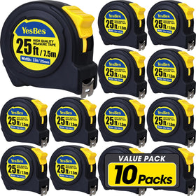 YesBes tape measure 25ft 10-pack retractable for quick measurements