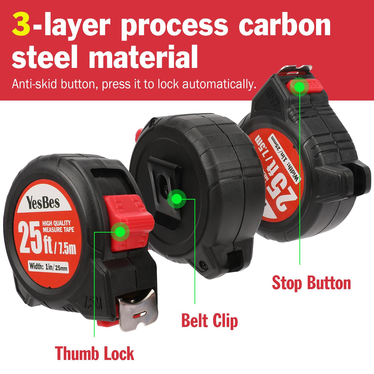 YesBes retractable blade with easy press button for locking.