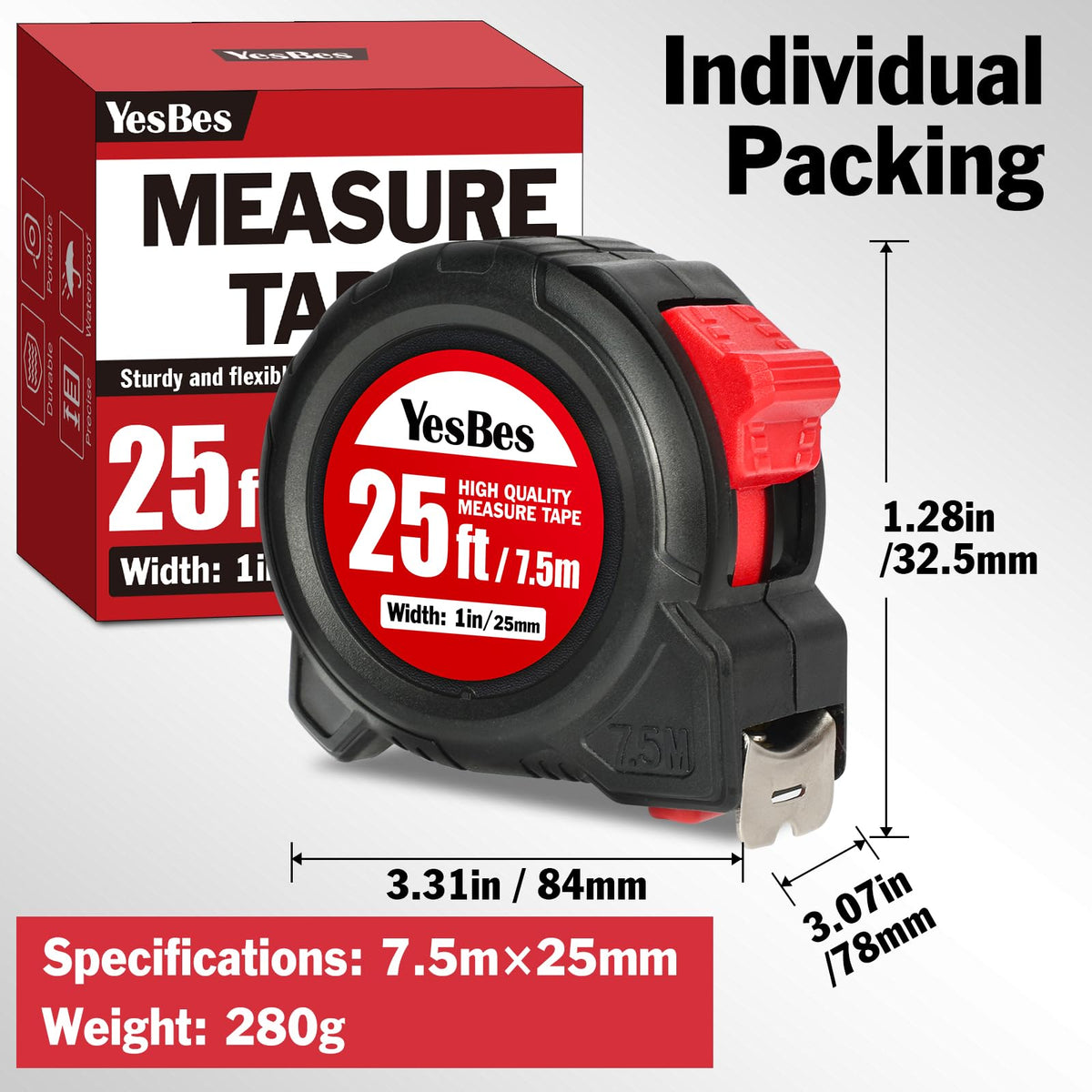 YesBes measuring tape ideal for carpentry, interior design, and DIY projects.