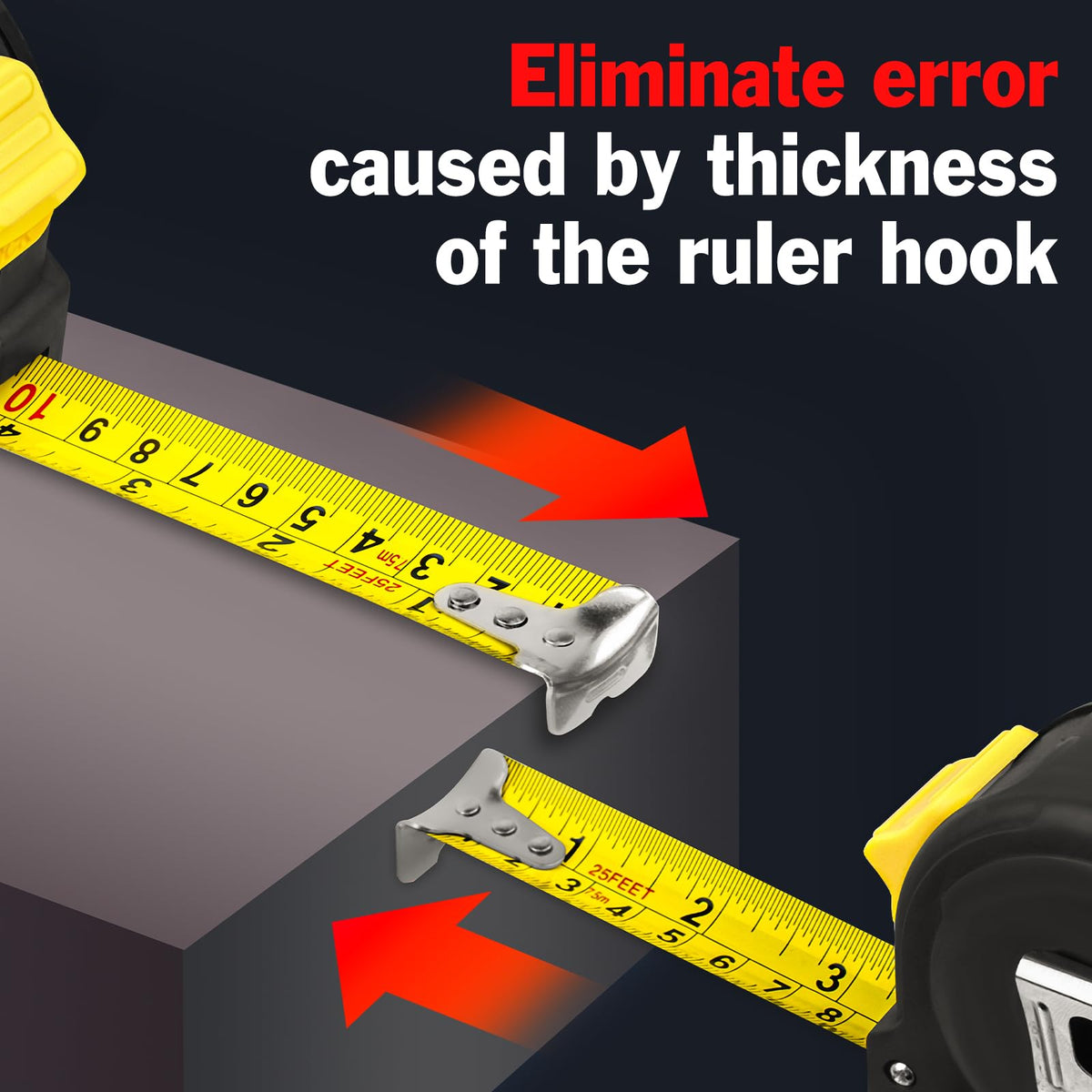 YesBes tape measure easy-read yellow and black scale for fast readings