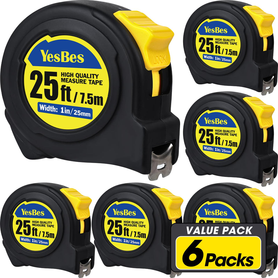 YesBes tape measure retractable 25ft with easy-read markings for quick on-site measuring.