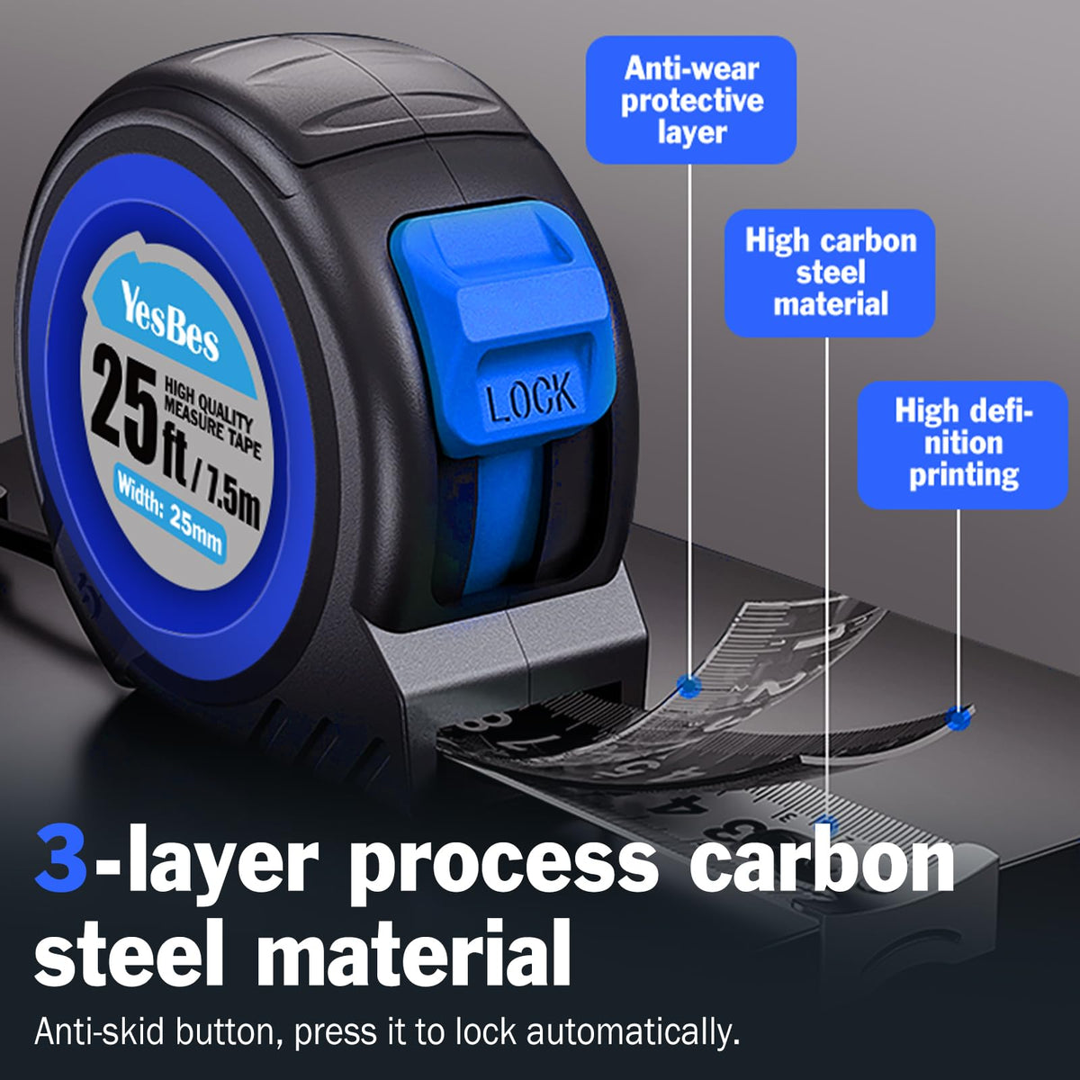 YesBes self-locking button ensures easy blade lock.