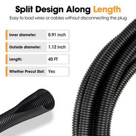 YesBes black outer loom protects cables in automotive and home setups.