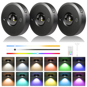Yesenlight 3-pack rechargeable puck lights with remote illuminate cabinetry for easy night visibility