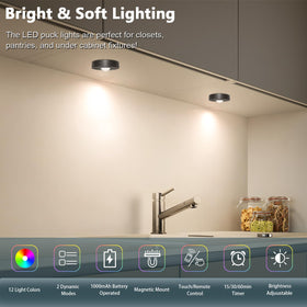 Yesenlight LED puck lights offering 12 color options for cozy or vibrant display