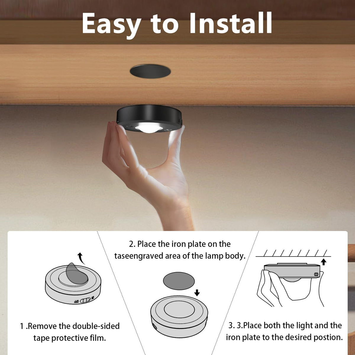 Yesenlight versatile puck lights ideal for kitchen cabinets and closets