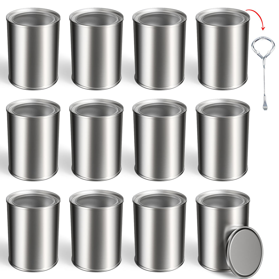 Yeshine 12-pack empty paint cans with lids for organized leftovers.