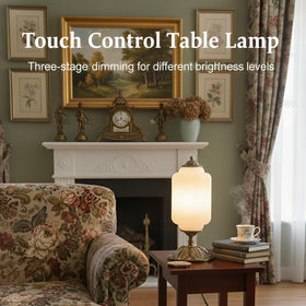 YESIDS Vintage Touch 3-way dimmable lamp offering mood-adjustable lighting for evenings.
