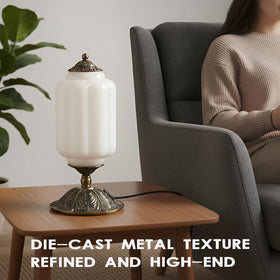 YESIDS glass lamp diffuses light to reduce glare and create cozy ambience.