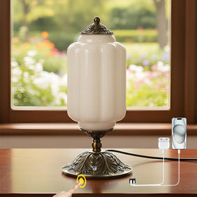 YESIDS Vintage Touch bedside lamp with glass finish and ambient glow.