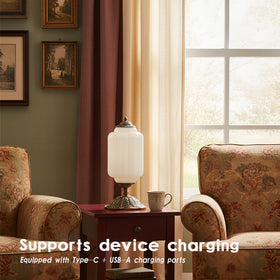 YESIDS lamp with USB-C and USB-A ports enables simultaneous device charging.