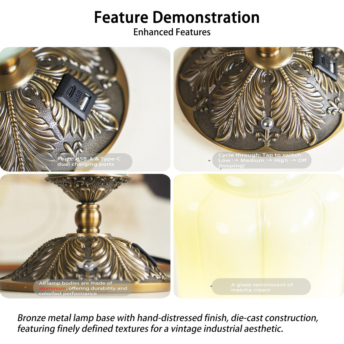 YESIDS Vintage white glass finish adds timeless decor with soft glow.
