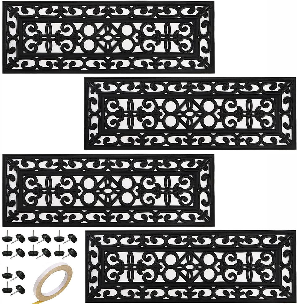 Yesland rubber stair tread with scroll pattern enhances grip on outdoor stairs