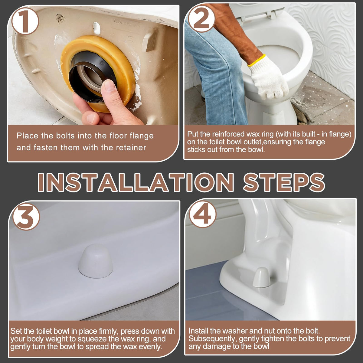 YESSYMAN 304 stainless components resist rust for long-term toilet sealing.