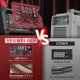 YESWELDER 205A auto-memory saves settings for quick resume after power-off.