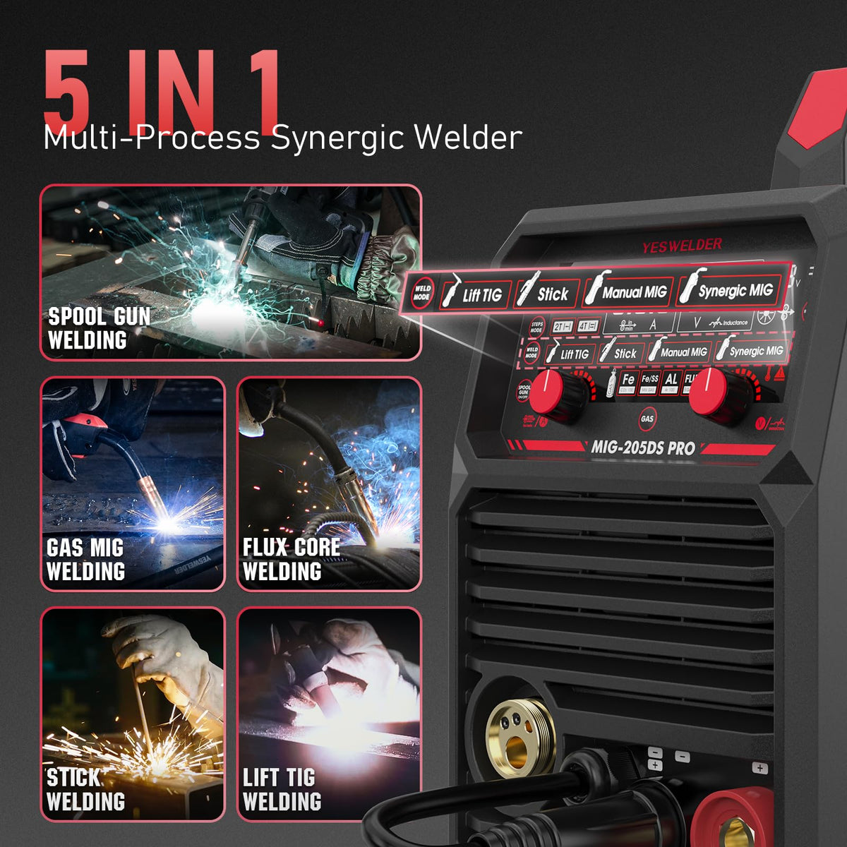 YesWelder 205DS PRO dual voltage switch for versatile workspace.