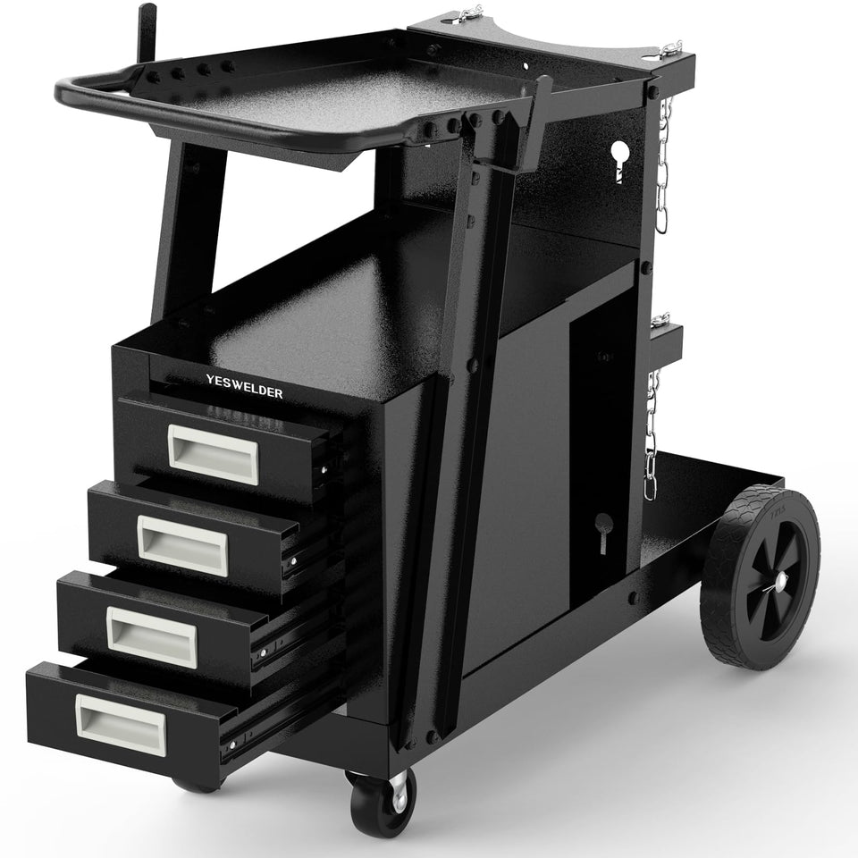 YESWELDER 2-Tier Welding Cart top with four drawers for easy tool access