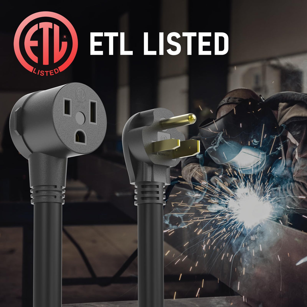 YESWELDER 8 AWG cord, 50ft, for 40A at 250V welding setups.