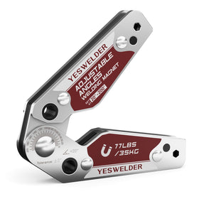 YesWELDER adjustable angle welding magnet with 20–200° range for precise setups.