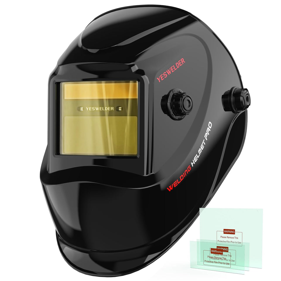YESWELDER auto darkening helmet front view for clear, comfortable welding
