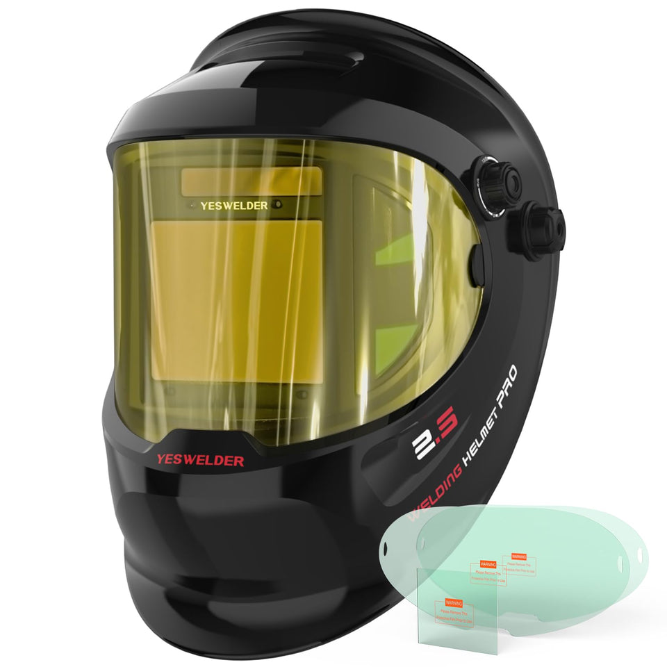 YESWELDER Auto Darkening Helmet side view enhances visibility for precise welds