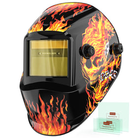 YESWELDER auto darkening helmet with blue light blocking outer lens for comfort