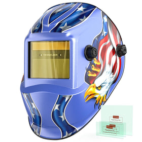 YesWelder Auto Darkening helmet with blue light blocking outer lens for comfortable welding sessions