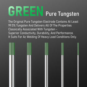 YESWELDER AWS certified green tungsten 3/32x7 ensures compliant welding practice.