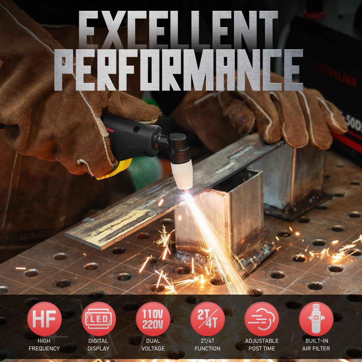 YESWELDER CUT-50DS digital display shows real-time parameters for precise cuts