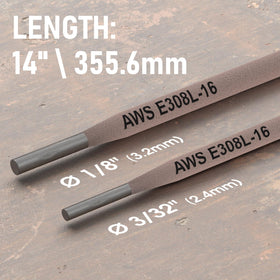 YESWELDER E308L-16 3/32 in by 14 in rod enables precise handling