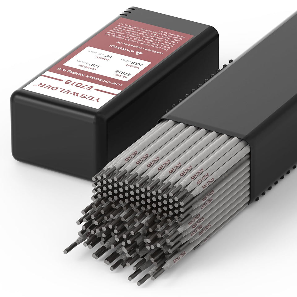 YESWELDER E7018 1/8 inch rod in a 10 lb package for versatile all-position welding.