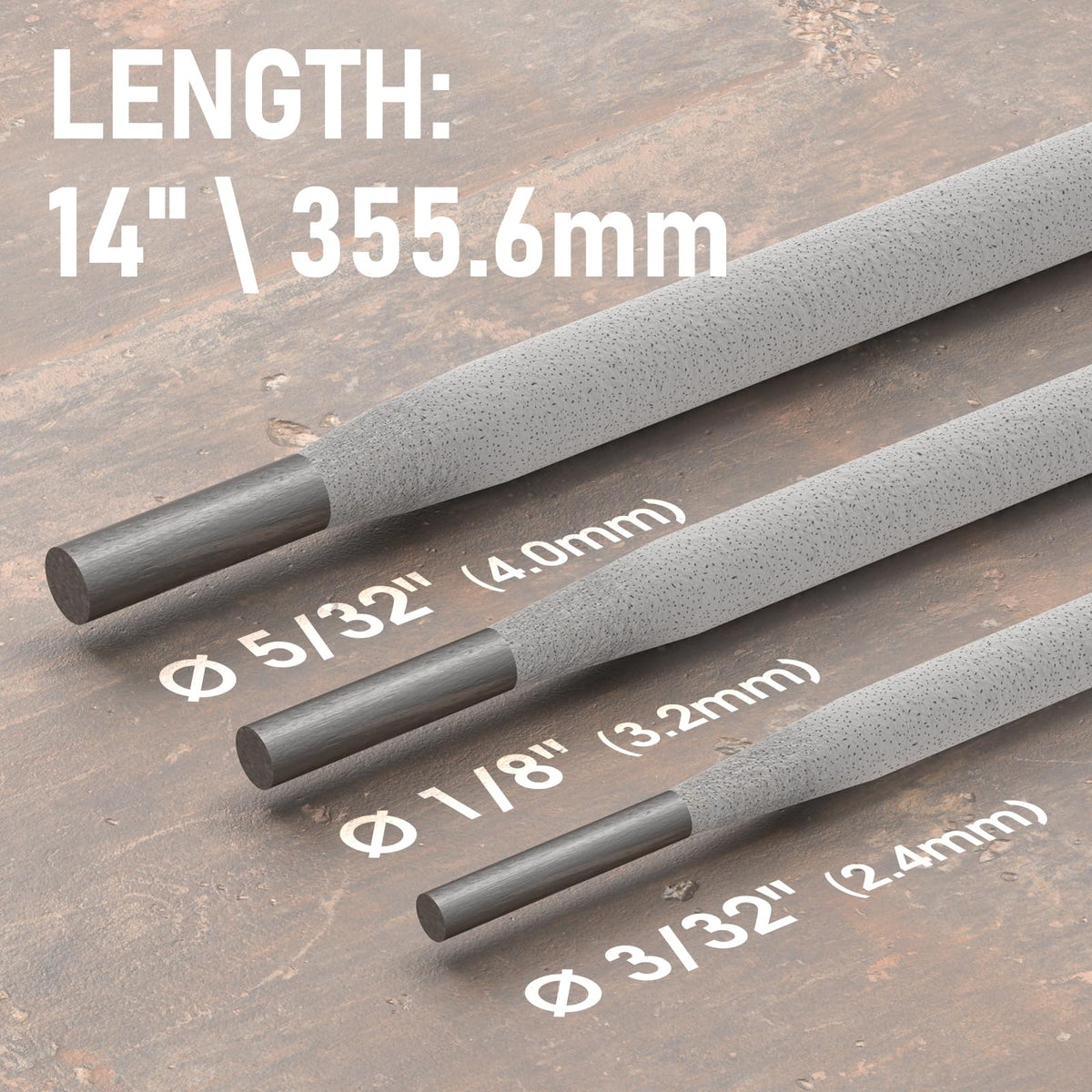 YesWelder E7018 3/32in rod on bench showing 5lb package ready-to-use.