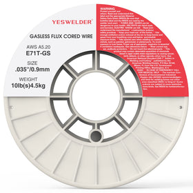 YESWELDER E71T-GS wire bead close-up showing stable arc