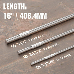 Close-up of YESWELDER ER308L rod core and reflective surface