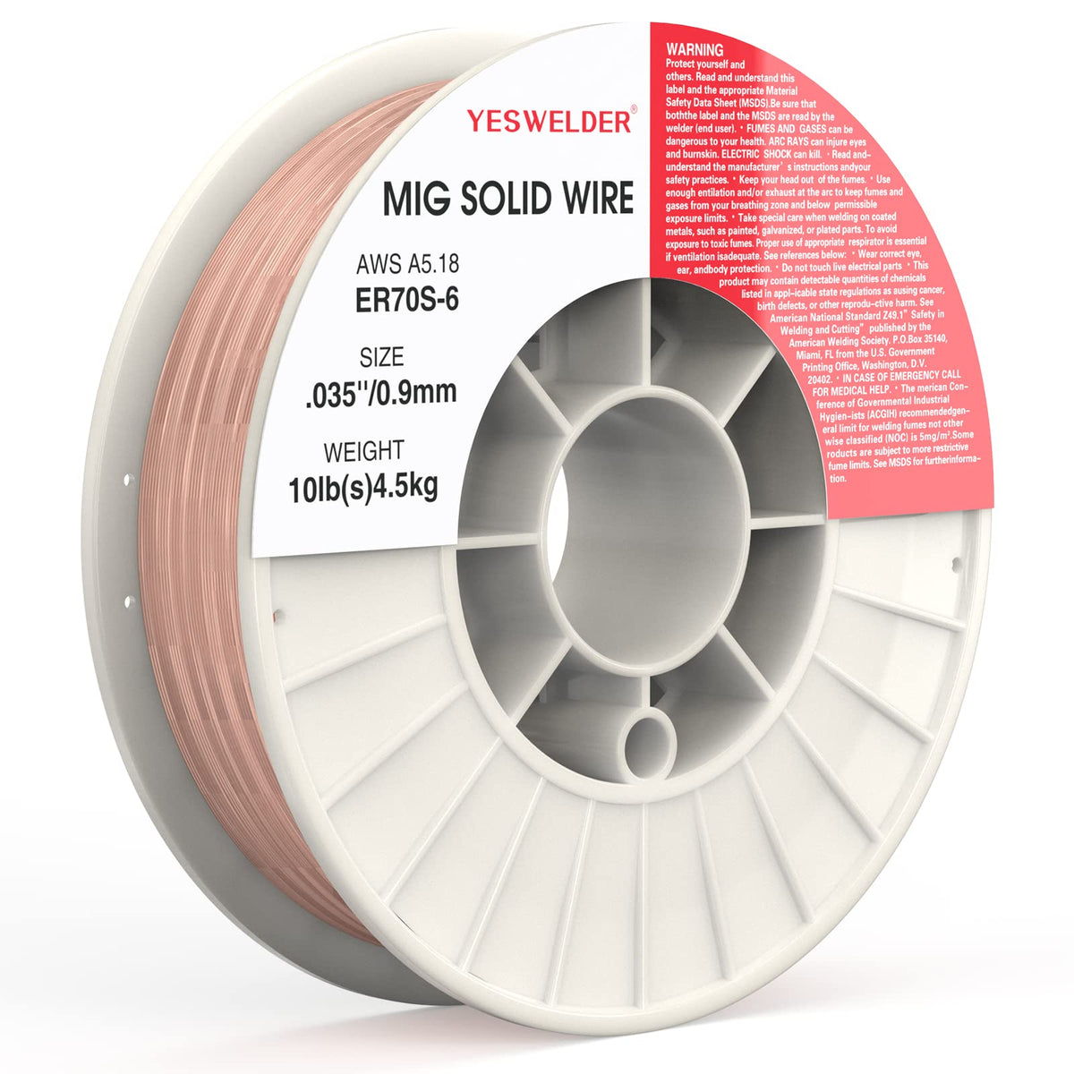 YesWelder ER70S-6 MIG wire spool for reliable sheet metal welding.