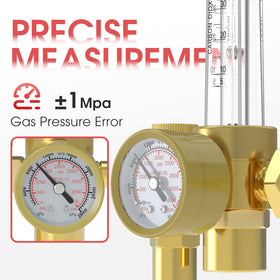 YESWELDER flow tube gauge close-up demonstrates precise 0–60 CFH readings for control.