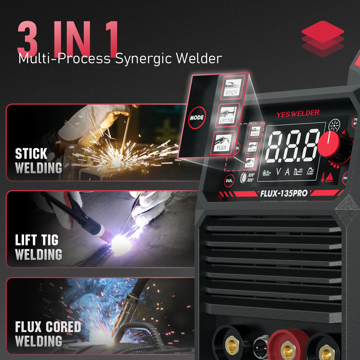 YESWELDER Flux-135PRO side view highlighting lightweight body for easy transport