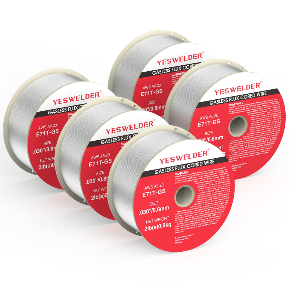 YESWELDER flux core MIG wire reel on an ABS spool for reliable feeding.
