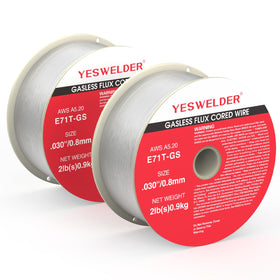 YESWELDER flux core wire spool on a durable ABS core, ideal for portable welding tasks.