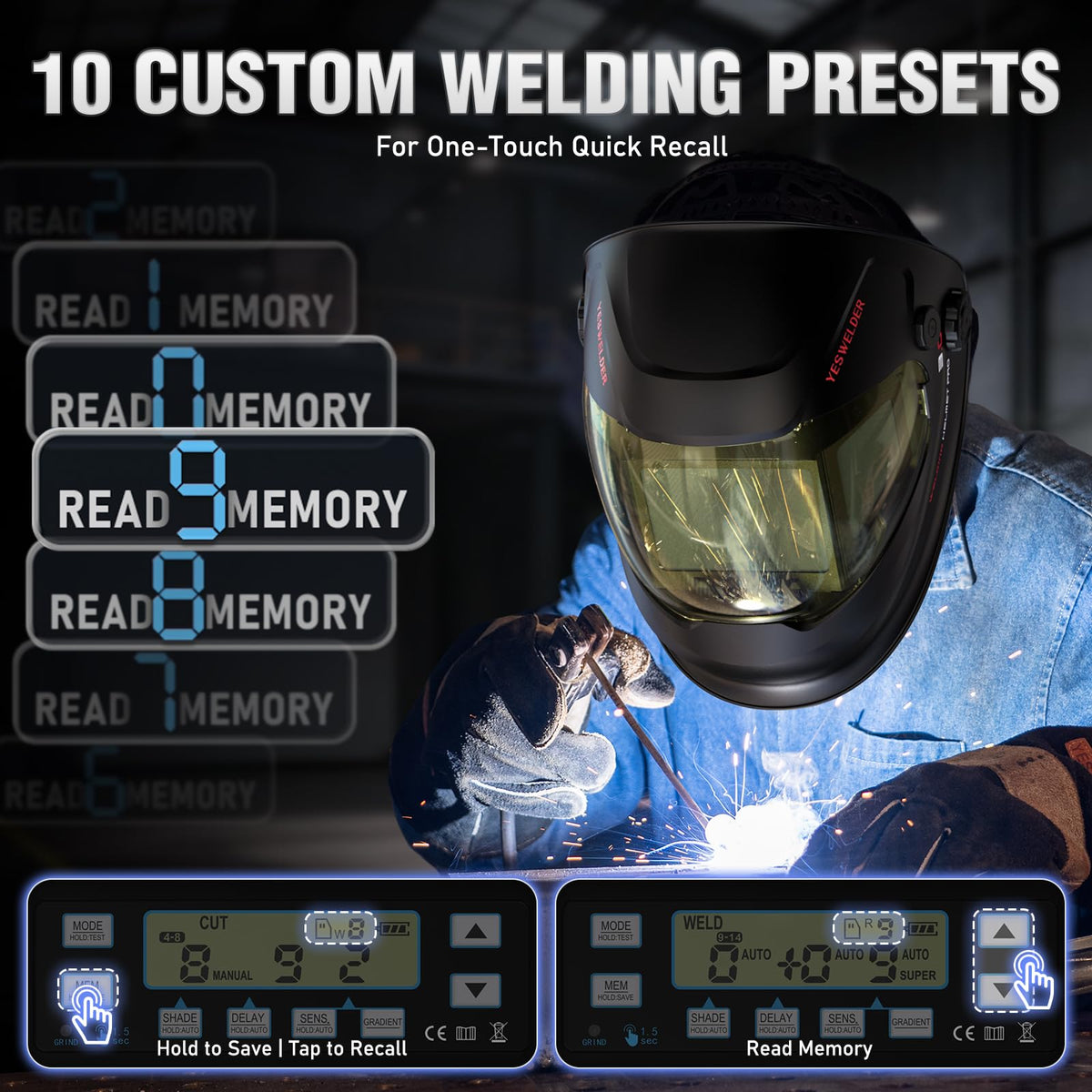 YESWELDER Arc sensors deliver ultra-fast auto-darkening for immediate eye protection.